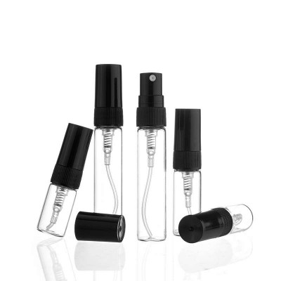 5pcs/pack 2ML 3ML 5ML 10ML Black Clear Mini Perfume Glass Bottle Empty Cosmetics Bottle Sample Test Tube Thin Glass Vials